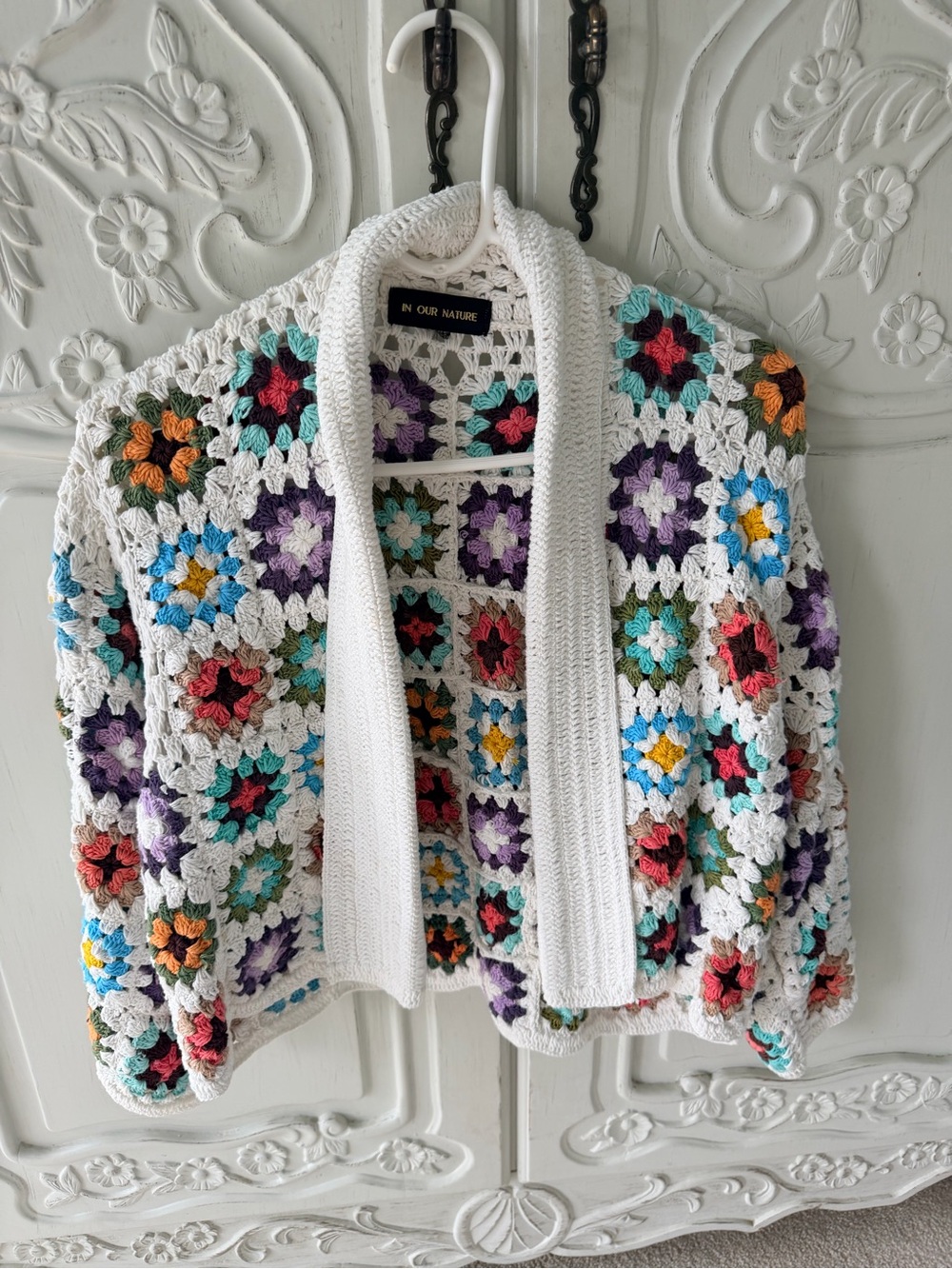 Anthropologie Our Nature Crochet Granny Square Cardigan -hand knitted
